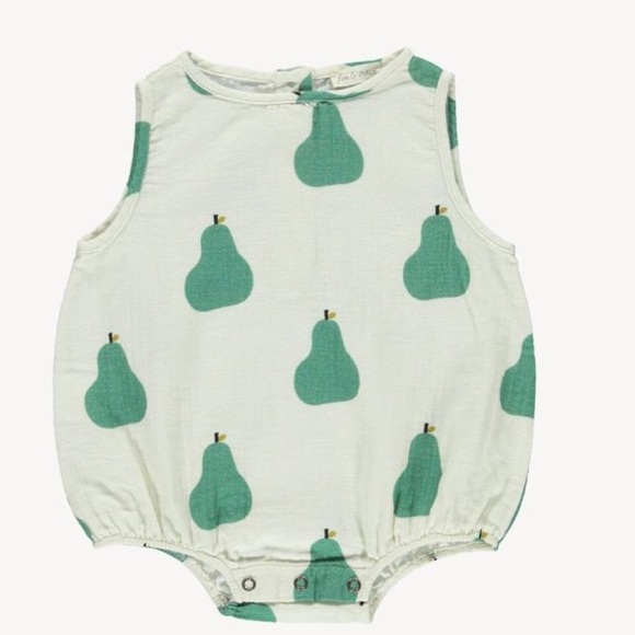 HTF fin & vince pear cotton romper 12-18 mo - Picture 1 of 5
